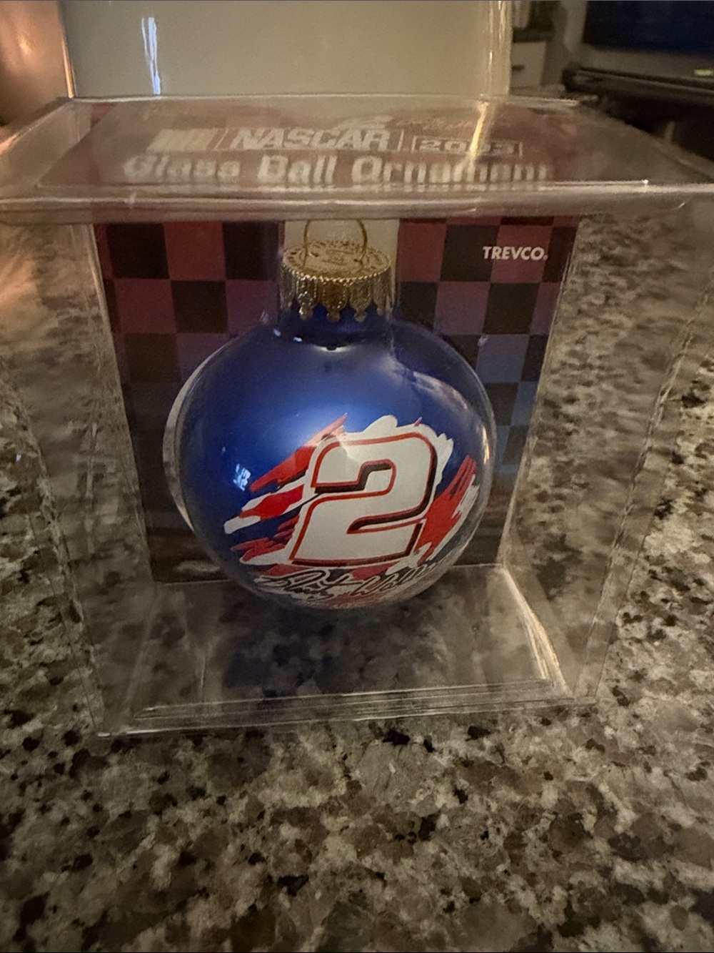 Rusty Wallace Blue #2 NASCAR Glass Ball Ornament Collectible